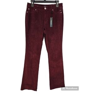 Jones New York Size 6 Corduroy Skinny Boot Cut Pants Wine Color